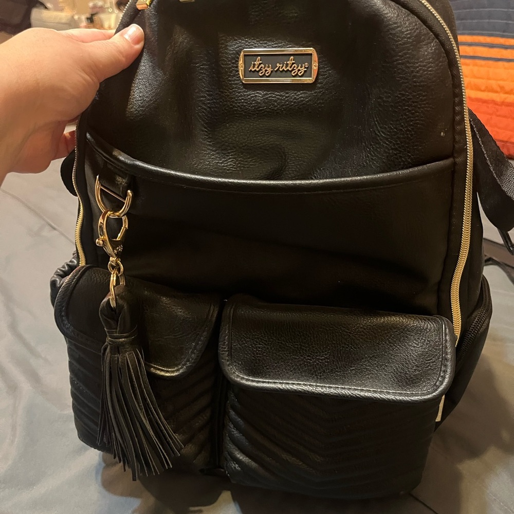 Itzy Ritzy Black Backpack with Tassel